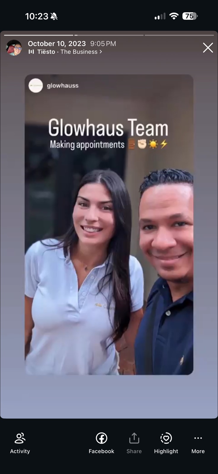 Two Glowhaus team members in branded polos, captioned Glowhaus Team making appointments.