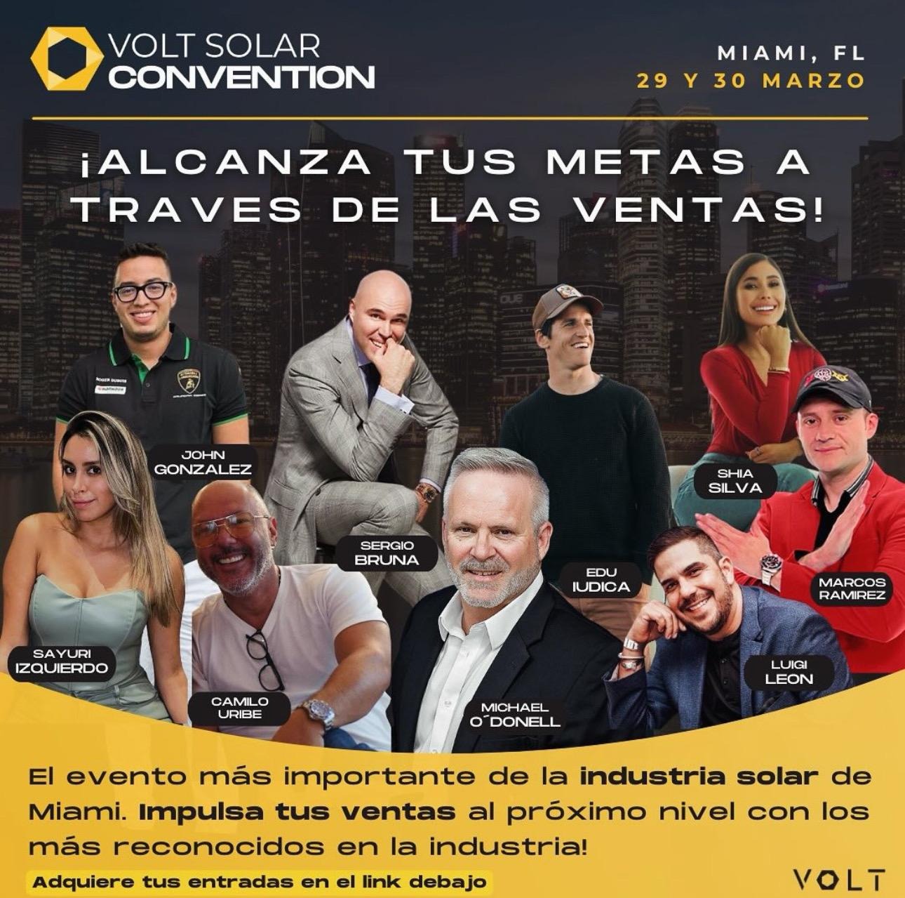 Volt Solar Convention poster, Miami, with John Gonzalez in the speaker lineup.